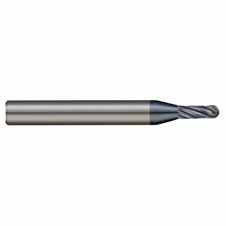 1/16 Cutter Dia. X 0.1860 In. Carbide Ball End Mill For Hard Milling, 6 Flutes, AlTiN Nano Coated